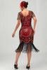 Load image into Gallery viewer, Sparkly Black Silver Sequins Short Sleeves Flapper Dress with Fringes
