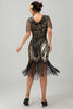 Load image into Gallery viewer, Sparkly Black Golden Sequins V-Neck Flapper Dress with Beading