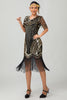 Load image into Gallery viewer, Sparkly Black Golden Sequins V-Neck Flapper Dress with Beading