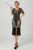 Load image into Gallery viewer, Sparkly Black Golden Sequins V-Neck Flapper Dress with Beading