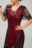 Load image into Gallery viewer, Sparkly Black Golden Sequins V-Neck Flapper Dress with Beading