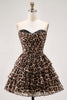 Load image into Gallery viewer, Brown Leopard A Line Tiered Sweetheart Short Corset Homecoming Dress