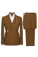 Load image into Gallery viewer, Queendancer Men 2 Piece Navy Prom Suits with Pockets Notched Lapel Long Sleeves Homecoming Suits