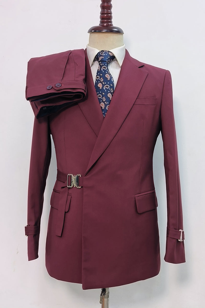 Load image into Gallery viewer, Queendancer Men 2 Piece Navy Prom Suits with Pockets Notched Lapel Long Sleeves Homecoming Suits