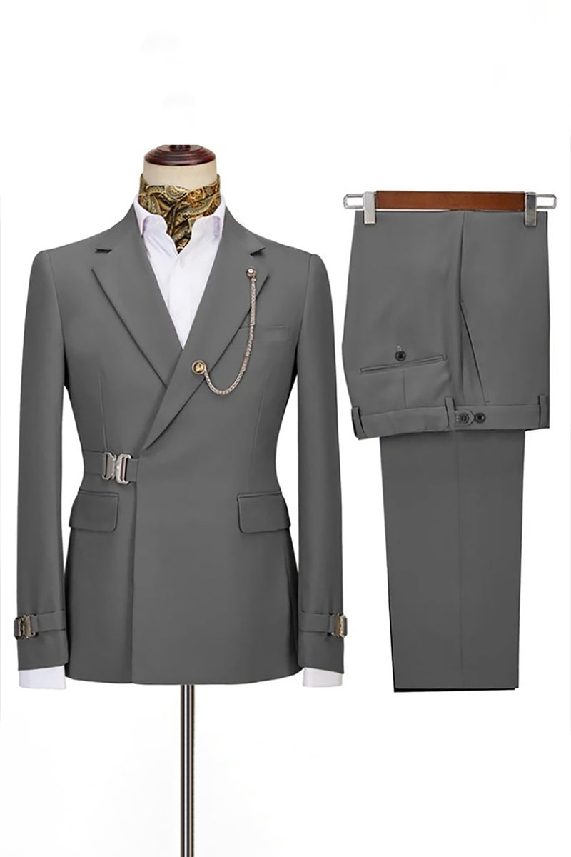 Load image into Gallery viewer, Queendancer Men 2 Piece Navy Prom Suits with Pockets Notched Lapel Long Sleeves Homecoming Suits