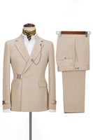 Load image into Gallery viewer, Queendancer Men 2 Piece Navy Prom Suits with Pockets Notched Lapel Long Sleeves Homecoming Suits