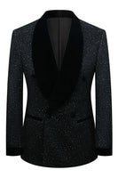 Load image into Gallery viewer, Sparkly Navy 2 Piece Shawl Lapel Prom Homecoming Men&#39;s Suits