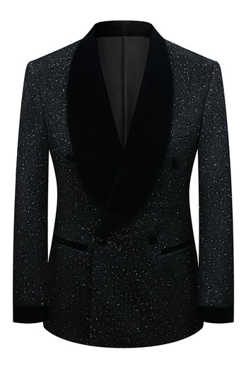 Sparkly Navy 2 Piece Shawl Lapel Prom Homecoming Men's Suits
