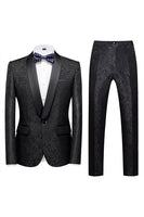 Load image into Gallery viewer, 2 Piece Blue Jacquard Shawl Lapel Prom Homecoming Men&#39;s Suits