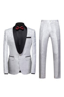 Load image into Gallery viewer, 2 Piece Blue Jacquard Shawl Lapel Prom Homecoming Men&#39;s Suits