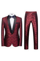 Load image into Gallery viewer, 2 Piece Blue Jacquard Shawl Lapel Prom Homecoming Men&#39;s Suits