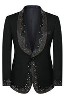 Load image into Gallery viewer, Sparkly 3 Piece Black Prom Homecoming Men&#39;s Suits with Rhinestones