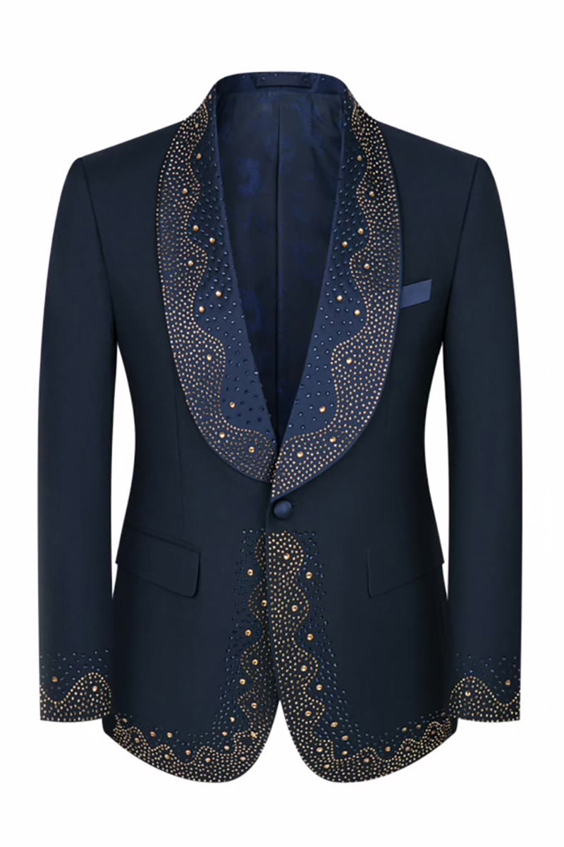 Load image into Gallery viewer, Sparkly 3 Piece Black Prom Homecoming Men&#39;s Suits with Rhinestones