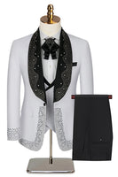 Load image into Gallery viewer, Sparkly 3 Piece Black Prom Homecoming Men&#39;s Suits with Rhinestones