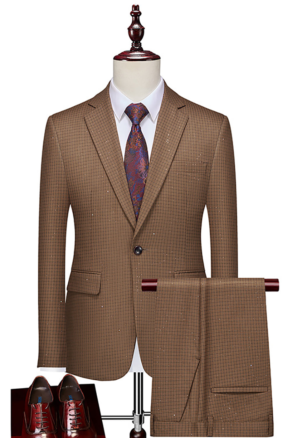 Sparkly Coffee 2 Piece Notched Lapel Prom Homecoming Men's Suits