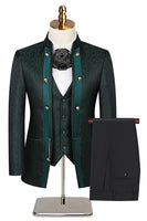 Load image into Gallery viewer, 3 Piece Khaki Double Breasted Jacquard Prom Homecoming Men&#39;s Suits