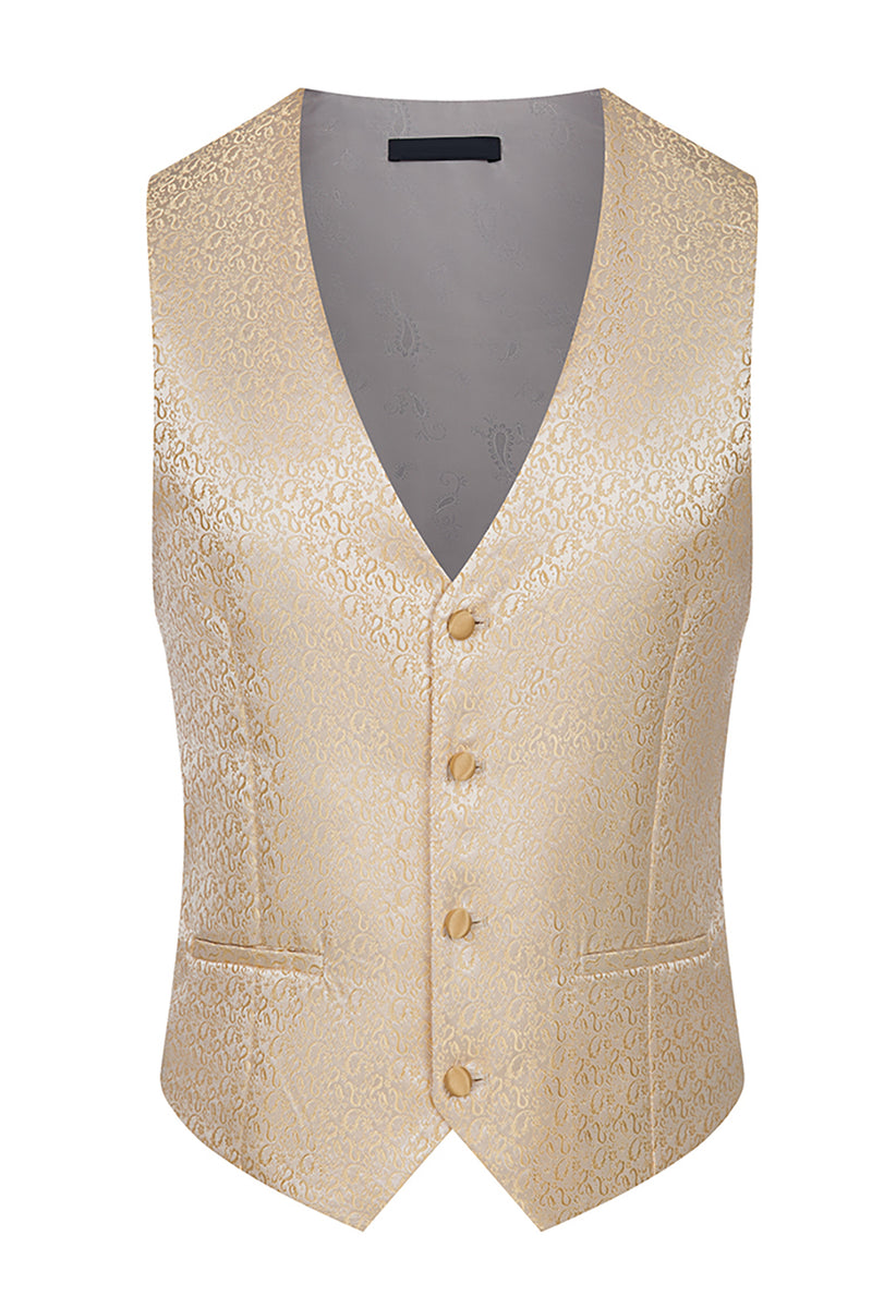 Load image into Gallery viewer, 3 Piece Khaki Double Breasted Jacquard Prom Homecoming Men&#39;s Suits