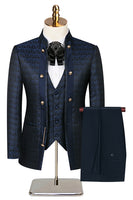 Load image into Gallery viewer, 3 Piece Khaki Double Breasted Jacquard Prom Homecoming Men&#39;s Suits