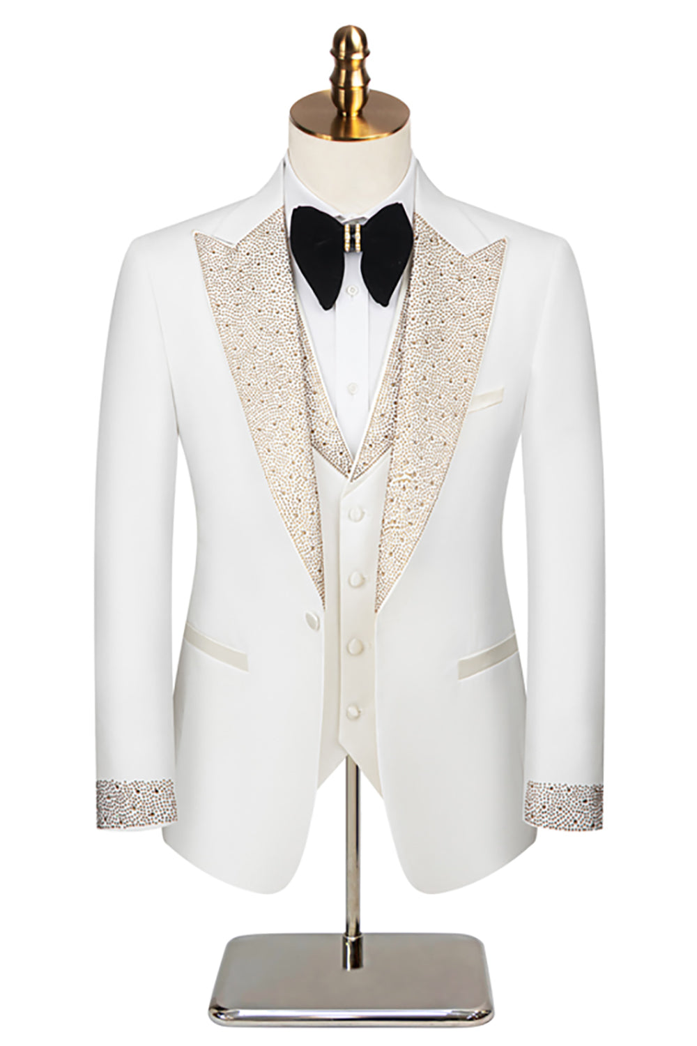 3 Piece Ivory One Button Prom Homecoming Men's Suits with Pockets