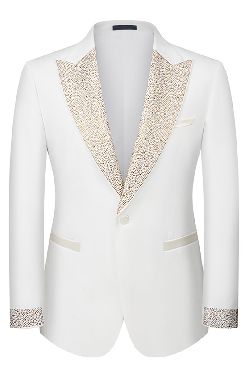 Load image into Gallery viewer, 3 Piece Ivory One Button Prom Homecoming Men&#39;s Suits with Pockets
