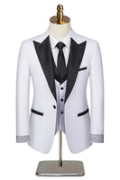 Load image into Gallery viewer, 3 Piece Ivory One Button Prom Homecoming Men&#39;s Suits with Pockets