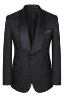 Load image into Gallery viewer, 3 Piece Dark Green Jacquard Shawl Lapel Prom Homecoming Men&#39;s Suits