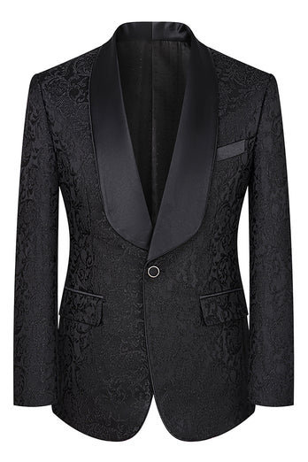 3 Piece Dark Green Jacquard Shawl Lapel Prom Homecoming Men's Suits