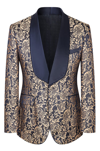 3 Piece Dark Green Jacquard Shawl Lapel Prom Homecoming Men's Suits