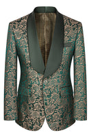 Load image into Gallery viewer, 3 Piece Dark Green Jacquard Shawl Lapel Prom Homecoming Men&#39;s Suits