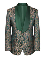 Load image into Gallery viewer, 3 Piece Dark Green Jacquard Shawl Lapel Prom Homecoming Men's Suits