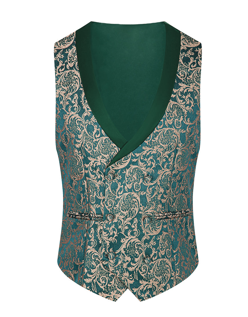 Load image into Gallery viewer, 3 Piece Dark Green Jacquard Shawl Lapel Prom Homecoming Men's Suits