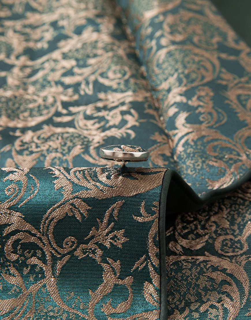 Load image into Gallery viewer, 3 Piece Dark Green Jacquard Shawl Lapel Prom Homecoming Men's Suits