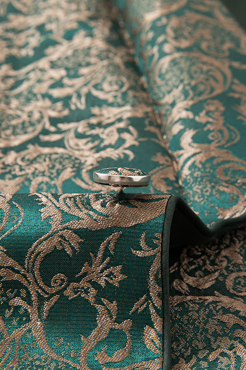 Load image into Gallery viewer, 3 Piece Dark Green Jacquard Shawl Lapel Prom Homecoming Men&#39;s Suits