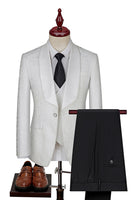 Load image into Gallery viewer, Queendancer Men Dark Green 3 Piece Jacquard Prom Suits with Pockets Shawl Lapel Men&#39;s Homecoming Suits