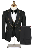 Load image into Gallery viewer, 3 Piece Black Jacquard Shawl Lapel Prom Homecoming Men&#39;s Suits