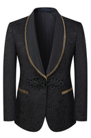 Load image into Gallery viewer, 3 Piece Black Jacquard Shawl Lapel Prom Homecoming Men&#39;s Suits
