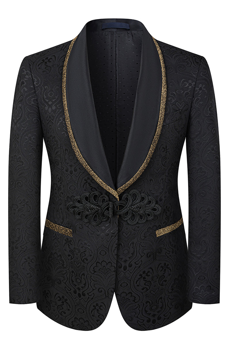 Load image into Gallery viewer, 3 Piece Black Jacquard Shawl Lapel Prom Homecoming Men&#39;s Suits