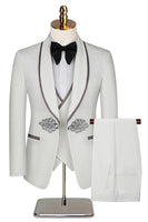Load image into Gallery viewer, 3 Piece Black Jacquard Shawl Lapel Prom Homecoming Men&#39;s Suits