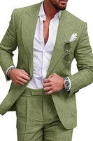 Load image into Gallery viewer, 2 Piece Green Peak Lapel One Button Prom Homecoming Men&#39;s Suits