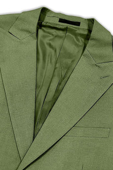 2 Piece Green Peak Lapel One Button Prom Homecoming Men's Suits