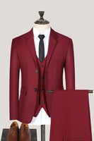 Load image into Gallery viewer, 3 Piece Black Notched Lapel Solid Prom Homecoming Men&#39;s Suits