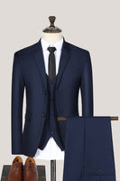 Load image into Gallery viewer, 3 Piece Black Notched Lapel Solid Prom Homecoming Men&#39;s Suits