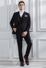 Load image into Gallery viewer, 3 Piece Black Notched Lapel Solid Prom Homecoming Men&#39;s Suits