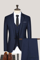 Load image into Gallery viewer, 3 Piece Black Solid Notched Lapel Prom Homecoming Men&#39;s Suits