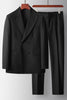 Load image into Gallery viewer, Black 2 Piece Peak Lapel Double Breasted Prom Homecoming Men&#39;s Suits