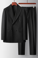 Load image into Gallery viewer, Black 2 Piece Peak Lapel Double Breasted Prom Homecoming Men&#39;s Suits