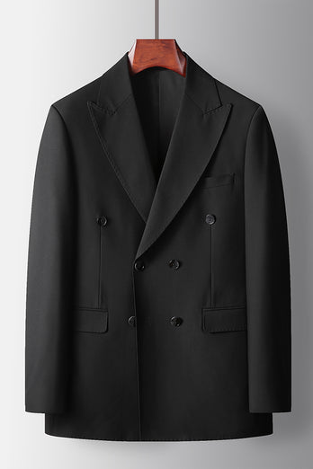 Black 2 Piece Peak Lapel Double Breasted Prom Homecoming Men's Suits