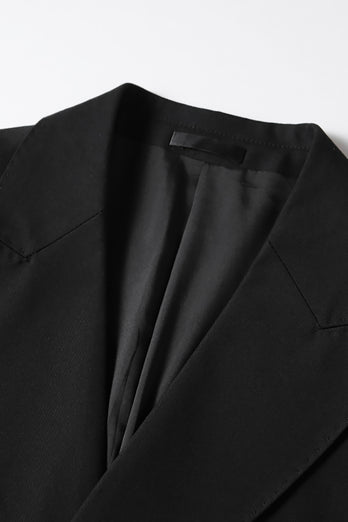 Black 2 Piece Peak Lapel Double Breasted Prom Homecoming Men's Suits