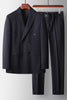 Load image into Gallery viewer, Navy Striped Peak Lapel 2 Piece Prom Homecoming Men&#39;s Suits