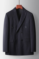 Load image into Gallery viewer, Navy Striped Peak Lapel 2 Piece Prom Homecoming Men&#39;s Suits